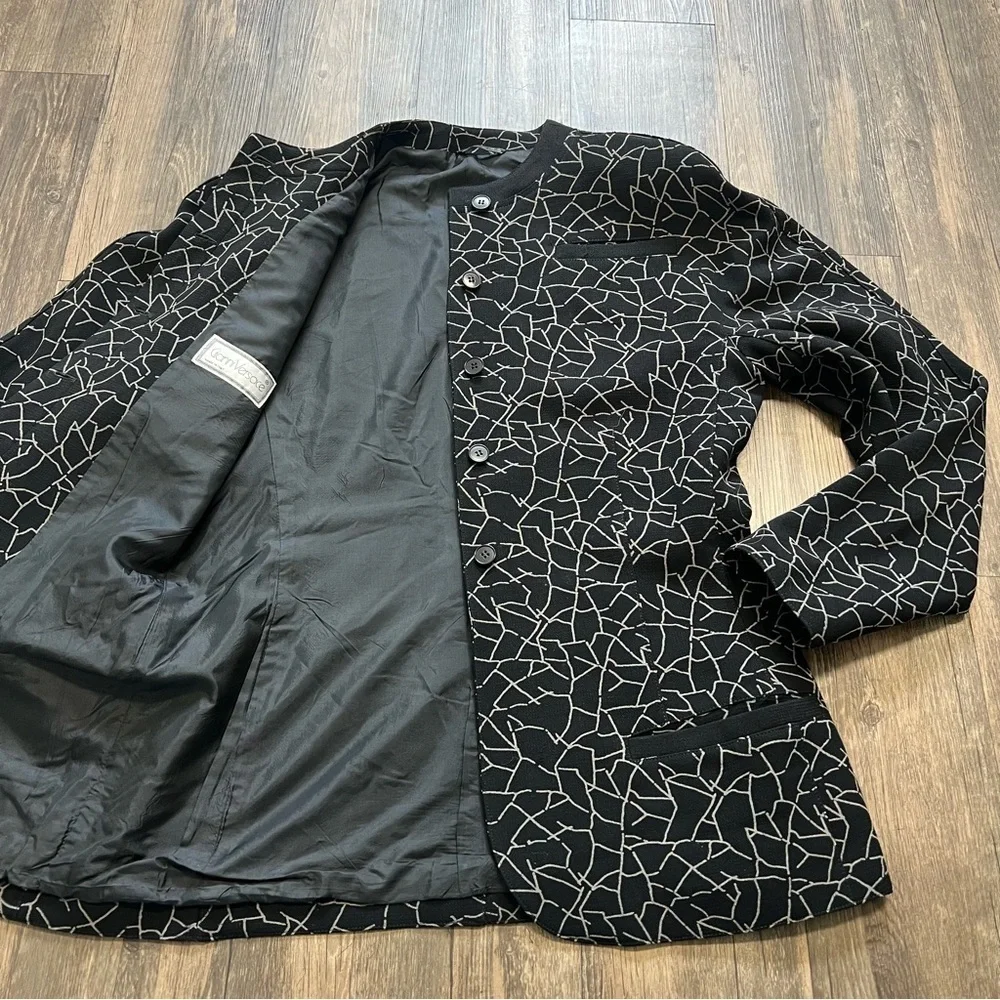 Gianni Versace Vtg Black White Wool Shearling Coat Button Jacket Retro Y2K 10